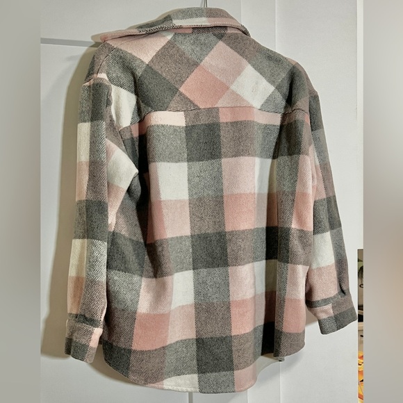 Pink & Gray Plaid Shacket | Size Small (fits oversized) - Picture 2 of 4
